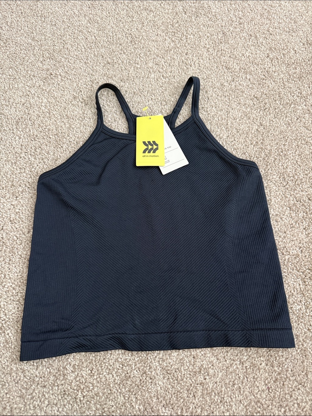 all in motion Navy Ribbed High-Neck Tank